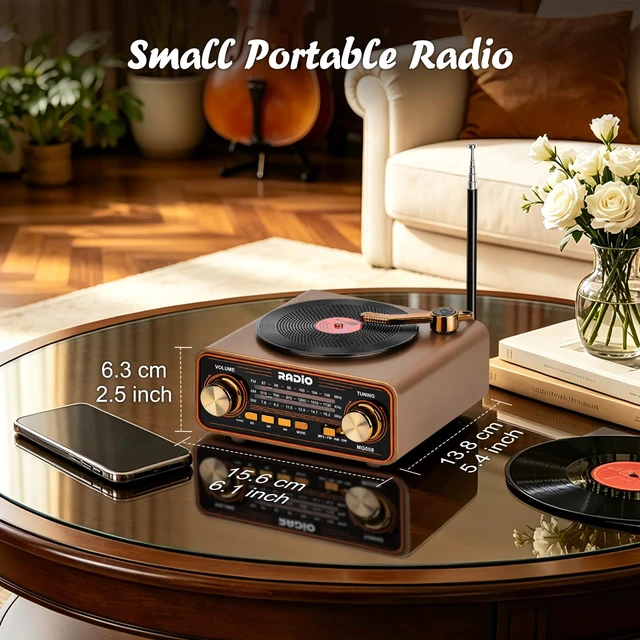 Alt view image 6 of 7 - Vintage Radio AM FM SW with Bluetooth/TF Card/USB Playback for Home, Office Retro Transistor Radio with Best Reception & Loud Speaker, AC Power & Rechargeable Battery Operated, Gift for Elder