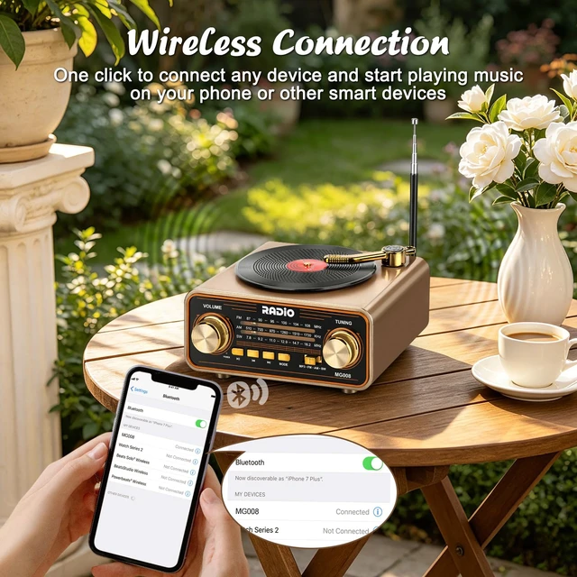 Alt view image 5 of 7 - Vintage Radio AM FM SW with Bluetooth/TF Card/USB Playback for Home, Office Retro Transistor Radio with Best Reception & Loud Speaker, AC Power & Rechargeable Battery Operated, Gift for Elder