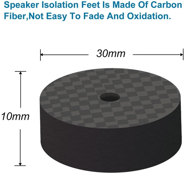 Alt view image 5 of 6 - 4PCS Speaker Spike Floor Protectors Carbon Fiber 30x10mm Speaker Pad(Black) Speaker Spikes Pads Subwoofer Isolation Feet Amplifier Feet for Audio,Speakers,Subwoofers,Amplifier,Turntable,DAC,PC Case