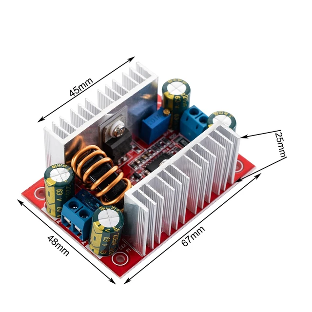 Alt view image 3 of 7 - 2 Pieces of 400W 15A DC Boost Module, Constant Current Power Module, with Adjustable Transformer Voltage Booster from 8.5-50V to 10-60V, LED Driving Module