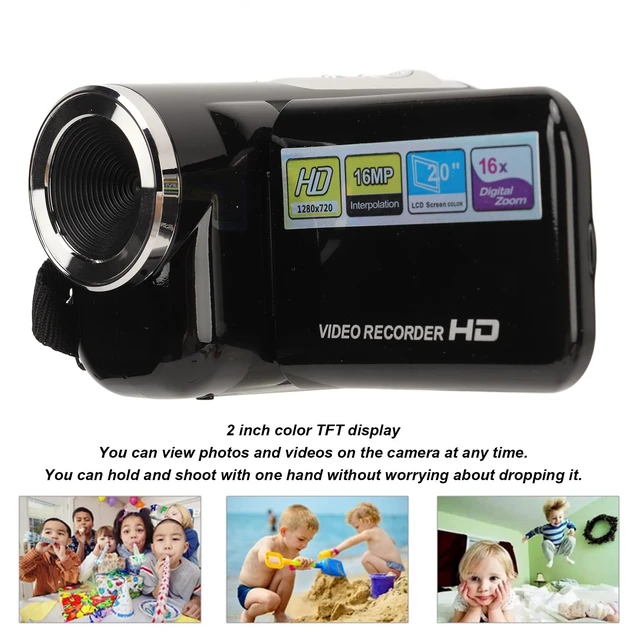 Alt view image 3 of 7 - Portable 1080P HD 16MP Digital Camera, 16x Zoom Video Camera Camcorder, 2 Inch LCD Screen, Self Timer, Video Recording Vlogging DV Digital Camcorder with Handheld