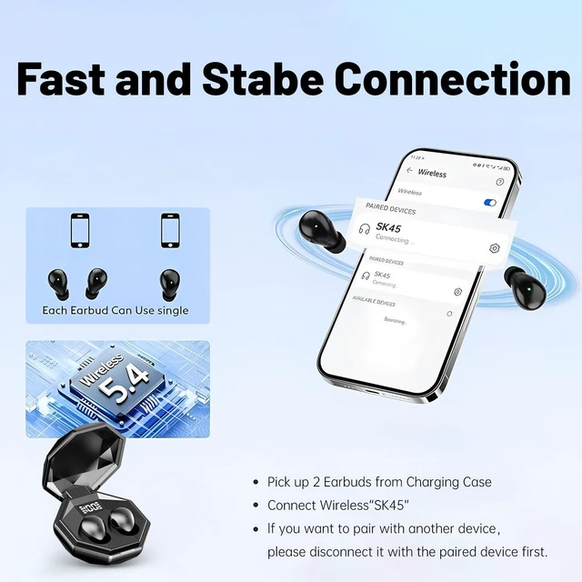 Alt view image 3 of 7 - Invisible Mini Earbuds Wireless Bluetooth 5.4,Sleep Earbuds for Side Sleepers,Lightweight Small Earbuds for Small Ears,Snoring Noise Isolation,Tiny Earbuds for Work, Sleep, Commuting (Khaki)