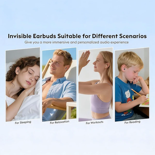 Alt view image 7 of 7 - Invisible Mini Earbuds Wireless Bluetooth 5.4,Sleep Earbuds for Side Sleepers,Lightweight Small Earbuds for Small Ears,Snoring Noise Isolation,Tiny Earbuds for Work, Sleep, Commuting (Khaki)