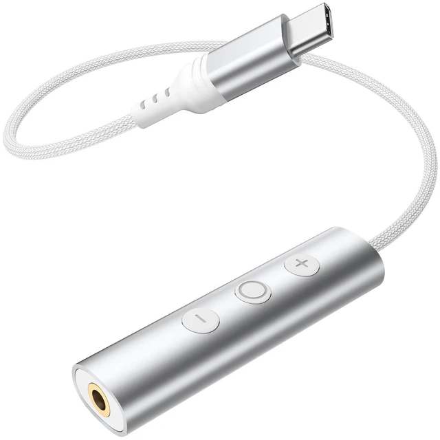 Main image of USB C to 3.5mm Headphone Aux Jack Adapter Cable with in-Line Control Type C to 3.5mm Audio Converter AUX Dongle Braided Cable Type C Earbuds Adapter for Samsung S26 S25 Ultra S24 S23, White