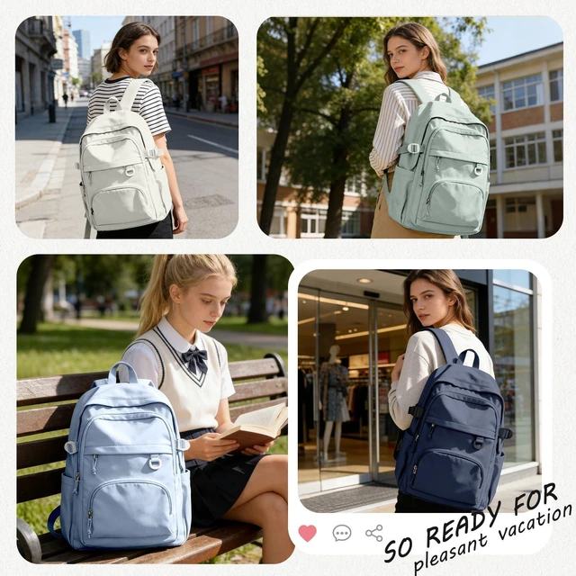 Alt view image 6 of 6 - College Backpack for Women Bookbag, High School Backpack for Students Girls Large Capacity School Backpack for Students, Cute Bookbag with Multiple Compartments, Waterproof Casual Daypack