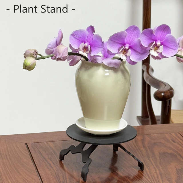 Alt view image 7 of 7 - Multi-Functional Metal Stand for Desktop Black Sand Effect Speaker Desktop Speaker Mount Stands Mini Plant Holder (Round)