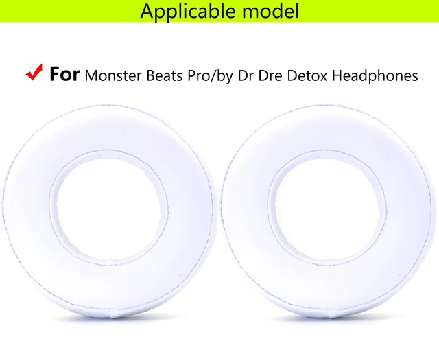 Alt view image 2 of 5 - Replacement Ear Pads for Monster Beats Pro/by Dr Dre Detox Headphones White High-grade protein leather/memory foam ear pads and earmuffs
