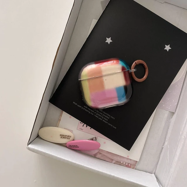Alt view image 2 of 7 - Cute Aesthetic Blue and Pink Checkered AirPods case for AirPods pro 3rd Chic Kawaii with Keychain Design Classic Slim Gingham TPU Protection Cover Durable Fade-Proof Girly Gift for Women