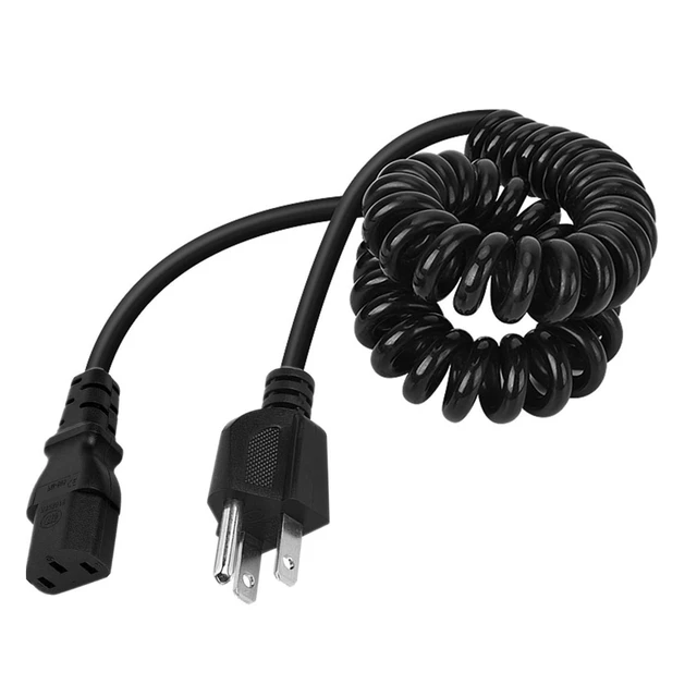 Alt view image 2 of 6 - 3 Prong Female Coiled Spiral Power Cable,3 Prong AC Power Cord Cable 2.5m/8FT 18AWG Connector Plug Wire,Suitable for TV, computer, printer, radio, monitor laptop, etc (Black Straight)