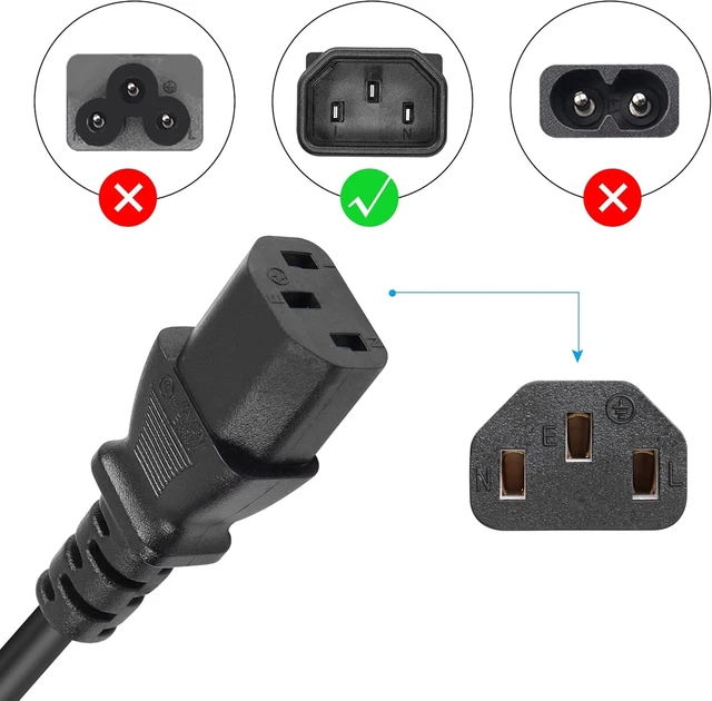 Alt view image 3 of 6 - 3 Prong Female Coiled Spiral Power Cable,3 Prong AC Power Cord Cable 2.5m/8FT 18AWG Connector Plug Wire,Suitable for TV, computer, printer, radio, monitor laptop, etc (Black Straight)