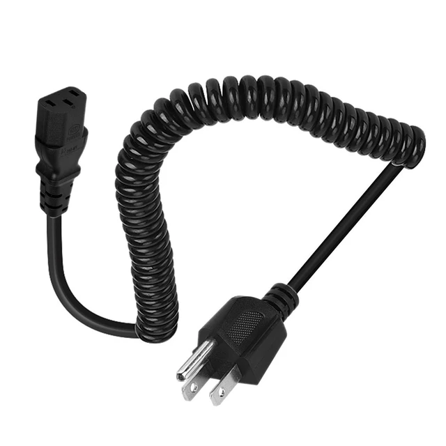 Main image of 3 Prong Female Coiled Spiral Power Cable,3 Prong AC Power Cord Cable 2.5m/8FT 18AWG Connector Plug Wire,Suitable for TV, computer, printer, radio, monitor laptop, etc (Black Straight)