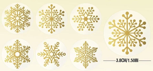 Alt view image 2 of 7 - Snowflake Stickers-500Pcs Clear Christmas Stickers Roll Gold Foil Snowflake Stickers Xmas Winter Holiday Round Adhesive Label Stickers Decal for Gift,Card,Envelope