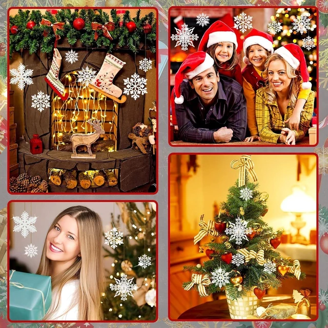 Alt view image 7 of 7 - Snowflake Stickers-500Pcs Clear Christmas Stickers Roll Gold Foil Snowflake Stickers Xmas Winter Holiday Round Adhesive Label Stickers Decal for Gift,Card,Envelope