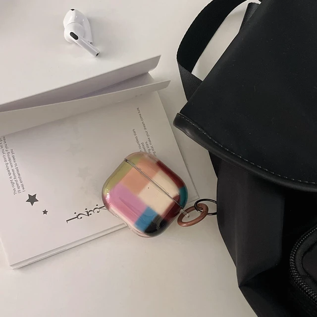 Alt view image 6 of 7 - Cute Aesthetic Blue and Pink Checkered AirPods case for AirPods pro 3rd Chic Kawaii with Keychain Design Classic Slim Gingham TPU Protection Cover Durable Fade-Proof Girly Gift for Women
