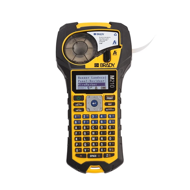 Alt view image 2 of 7 - M210 Portable Label Printer with Rubber Bumpers & Authentic (M21-750-499) Multi-Purpose Nylon Label for General Identification, Wire Marking, and Laboratory Labeling.75 Width, 16' Length