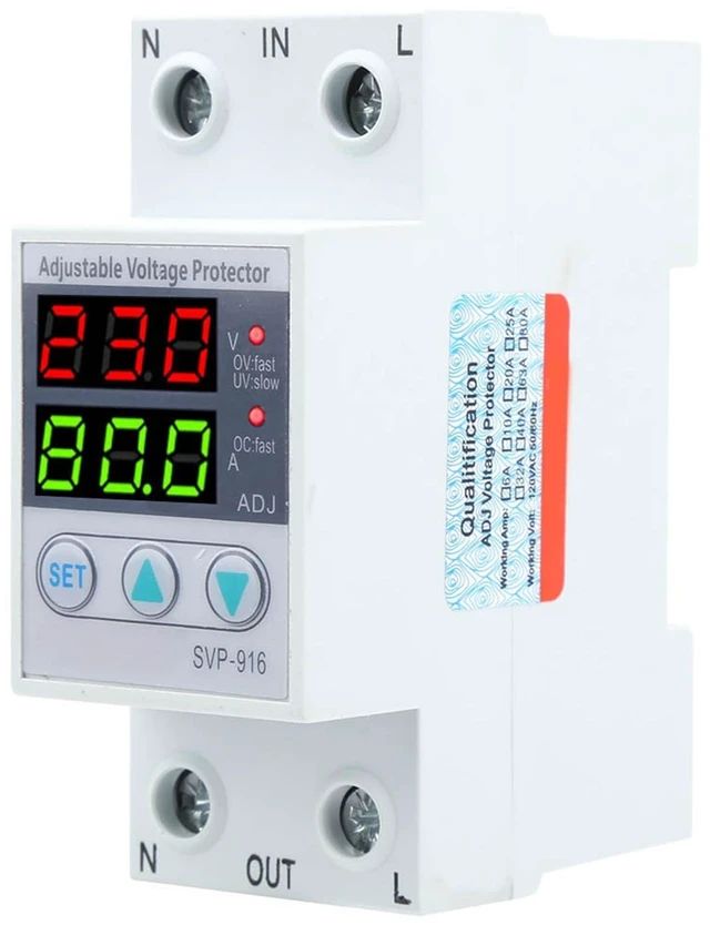 Main image of SVP916 100130VAC Adjustable Over and Under Voltage Protector Plastic Delay Reset Protector Voltage Protective Device(40A)