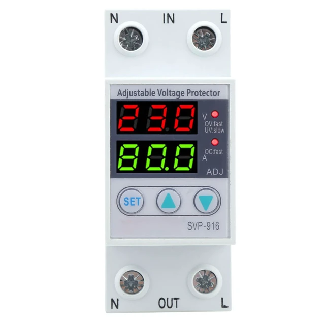 Alt view image 5 of 7 - SVP916 100130VAC Adjustable Over and Under Voltage Protector Plastic Delay Reset Protector Voltage Protective Device(40A)