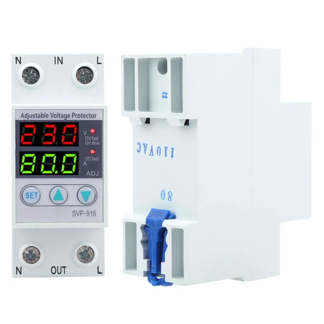 Alt view image 7 of 7 - SVP916 100130VAC Adjustable Over and Under Voltage Protector Plastic Delay Reset Protector Voltage Protective Device(40A)