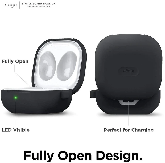 Alt view image 7 of 7 - Silicone Hang Case for Galaxy Buds FE, 2 Pro, 2, Pro, Live (2023) (2022) (2021) (2020) (Black)