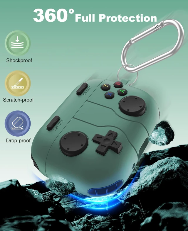 Alt view image 4 of 7 - Silicone Case for AirPods Pro 3 (2025), Green Classic Cool Game Console Design, Shock-Proof Soft Protective Cover for AirPod Pro 3rd Generation with Cleaning Kit