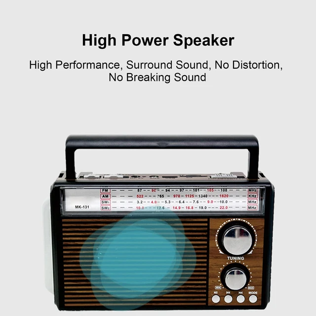 Alt view image 5 of 7 - Retro AM FM Radio, Shortwave Portable Vintage Radio with Antenna and BT Chip, Battery Operated or AC Power Retro Radio with Big Bluetooth Speaker for Home Kitchen Outdoor (US Plug)