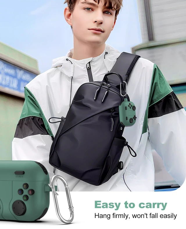 Alt view image 7 of 7 - Silicone Case for AirPods Pro 3 (2025), Green Classic Cool Game Console Design, Shock-Proof Soft Protective Cover for AirPod Pro 3rd Generation with Cleaning Kit