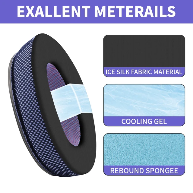 Alt view image 3 of 7 - Cooling Gel Ear Pads Cushions Replacement, Replacement Earpads Cushions for Bose QC25/QC35/QC45/AE2/ AE2i/AE2w/Headphones, Earpads Cushions with Ice Silk Fabric - Black/Purple