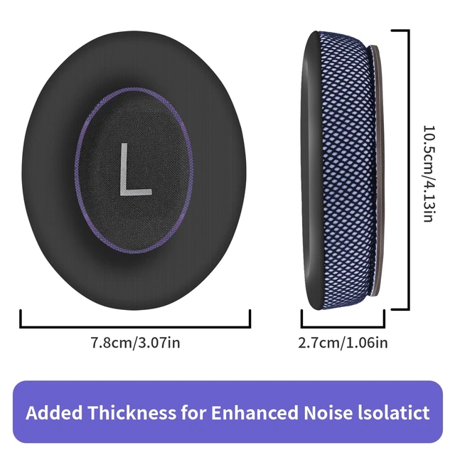 Alt view image 6 of 7 - Cooling Gel Ear Pads Cushions Replacement, Replacement Earpads Cushions for Bose QC25/QC35/QC45/AE2/ AE2i/AE2w/Headphones, Earpads Cushions with Ice Silk Fabric - Black/Purple