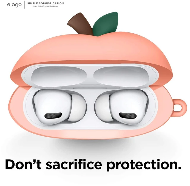 Alt view image 4 of 7 - Peach Case for AirPods Pro 3D Cute Design Case Cover with Keychain, Supports Wireless Charging (Peach)