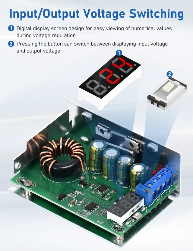 Alt view image 6 of 7 - 12V to 24V DC Step Up Converter, 12v to 36v 19v 15v 30v, Adjustable Voltage Regulator DC Boost Converter with Cigarette Lighter Plug