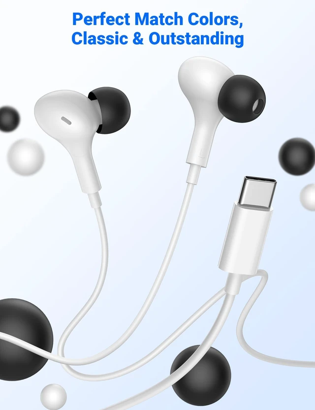 Alt view image 6 of 7 - USB C Wired Earbuds for iPhone 18 Pro Max 17 16 in-Ear Headphones with Mic Magnetic Noise Isolation Corded Type C Earphones for iPad A16/Galaxy S26 A57 A37 Z Fold8/Pixel 11/Chromebook School White