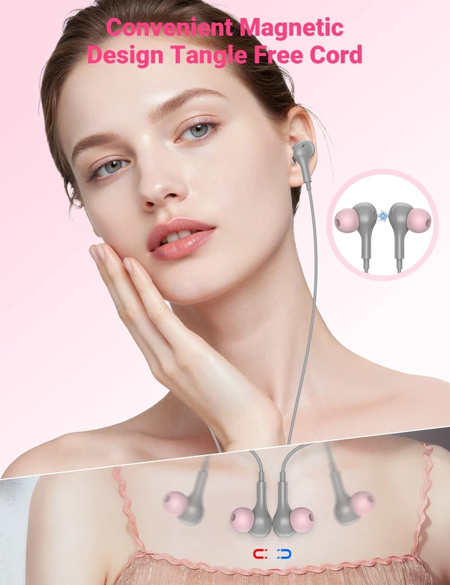 Alt view image 3 of 7 - USB C Wired Earbuds for iPhone 18 Pro Max 17 16 in-Ear Headphones with Mic Magnetic Noise Isolation Corded Type C Earphones for iPad A16/Galaxy S26 A57 A37 Z Fold8/Pixel 11/Chromebook School Grey