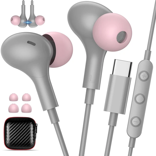 Main image of USB C Wired Earbuds for iPhone 18 Pro Max 17 16 in-Ear Headphones with Mic Magnetic Noise Isolation Corded Type C Earphones for iPad A16/Galaxy S26 A57 A37 Z Fold8/Pixel 11/Chromebook School Grey