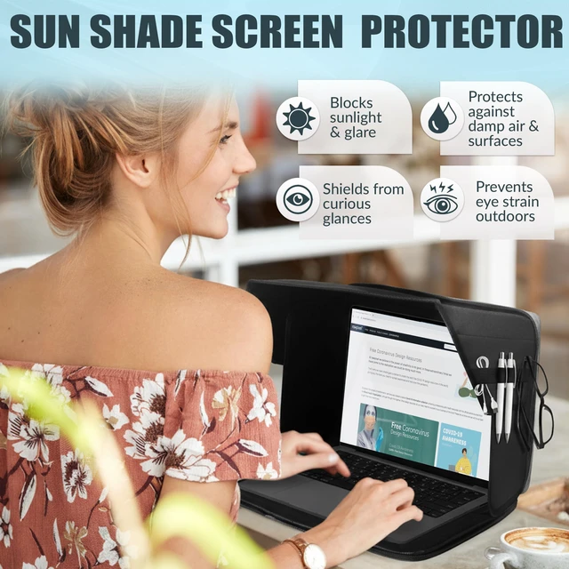 Alt view image 3 of 7 - Laptop Sun Shade Bag - Fits Up to 16" Laptops, Provides Privacy, Glare Protection - Ideal Laptop Sun Shade for Working Outside