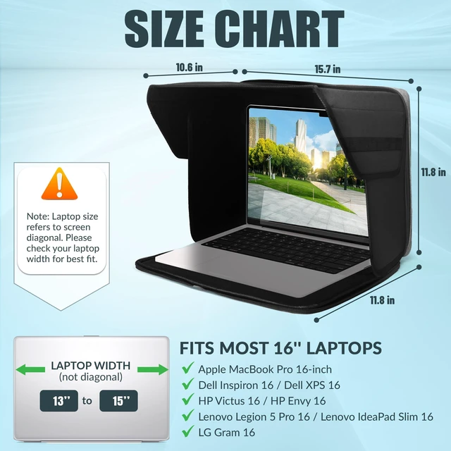 Alt view image 4 of 7 - Laptop Sun Shade Bag - Fits Up to 16" Laptops, Provides Privacy, Glare Protection - Ideal Laptop Sun Shade for Working Outside