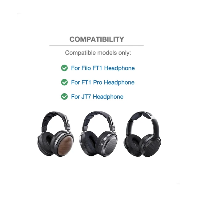 Alt view image 4 of 7 - Ear Pads Cushion for Fiio FT1, FT1 Pro, JT7 Headphone, Replacement Beveled Earpads with Memory Foam (Black Polyester Hybrid)