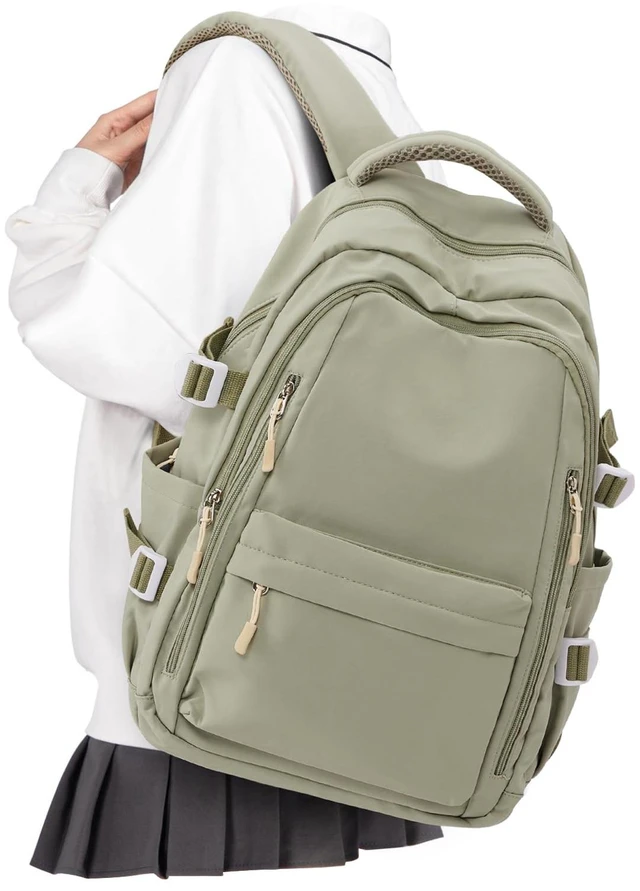Main image of College Laptop Backpack for Women,Cute Backpack,Bookbag,Green Lightweight Waterproof Casual Daypack,Travel Essentials,Carry on 15.6 Inch Backpack,Teacher Work Bags