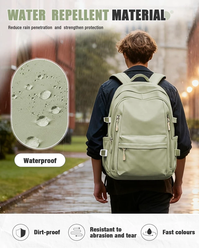 Alt view image 5 of 7 - College Laptop Backpack for Women,Cute Backpack,Bookbag,Green Lightweight Waterproof Casual Daypack,Travel Essentials,Carry on 15.6 Inch Backpack,Teacher Work Bags