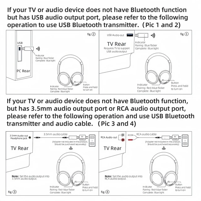 Alt view image 7 of 7 - Wireless Headphones for TV Watching with USB Transmitter, Wireless TV Headphones for Seniors, Bluetooth5.3 Headset, No Audio Delay 30H Battery Life, Comfortable Fit for the Elderly and Parents