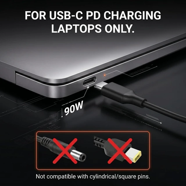 Alt view image 2 of 7 - 90W USB C Laptop Charger Compatible with Lenovo ThinkPad X1 Carbon / T14 / T14s / Yoga 7i / 9i Windows Laptops