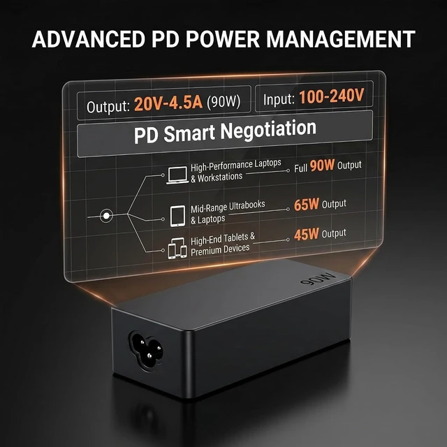 Alt view image 5 of 7 - 90W USB C Laptop Charger Compatible with Lenovo ThinkPad X1 Carbon / T14 / T14s / Yoga 7i / 9i Windows Laptops