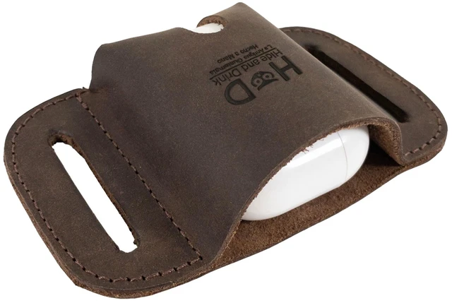 Alt view image 2 of 6 - Tactical Case for AirPods 1st/2nd Gen. and Pro Handmade from Full Grain Leather - Bourbon Brown