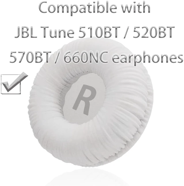 Alt view image 4 of 4 - Replacement earpads Compatible with JBL Tune 510BT Headphones White/high-density sound-isolating soft ear pads, protein leather material