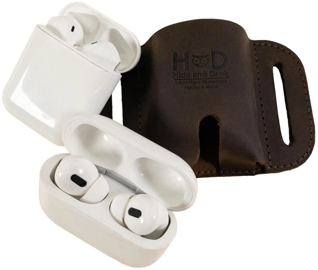 Alt view image 3 of 6 - Tactical Case for AirPods 1st/2nd Gen. and Pro Handmade from Full Grain Leather - Bourbon Brown