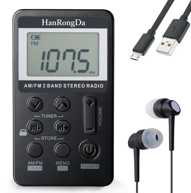 Main image of Portable Radio AM/FM Receiver with Excellent Reception and Stereo Sound, Pocket Radios with 58 Preset Stations, Built-in 500mAh Battery for Walking, Jogging, Mowing and Traveling HRD-103