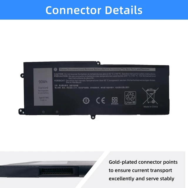 Alt view image 3 of 7 - DT9XG Laptop Battery Replacement for Dell Alienware Area-51m R1 R2 ALWA51M-D1968W D1969PW D1746W D1733B D1735DB D1766W D1733PB D1748DW Series 07PWKV 0KJYFY