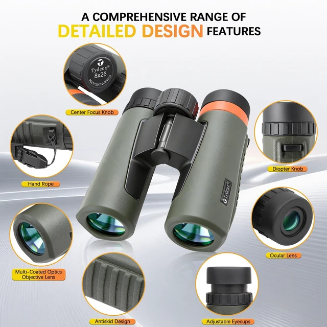 Alt view image 5 of 7 - 8x26 Small Binoculars Compact for Adults Waterproof Bird Watching BAK7 Optical, High Powered, Easy Focus, Large Eyepiece for Cruise Ship, Outdoor Hunting, Travel, Sightseeing,Lightweight Gift