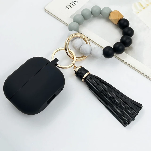 Alt view image 2 of 7 - Compatible with Samsung Galaxy Buds 3 Case/Galaxy Buds 3 Pro Case, Silicone Case Cover for Galaxy Buds 3 Pro, Galaxy Buds 3 Protective Cover with Bracelet KeychainBlack