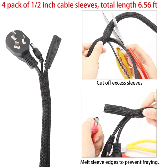 Alt view image 3 of 7 - 604 Pcs Cable Management Kit, 4 Cord Organizer Sleeve, 7 Cable Holder, 38 Adhesive Cord Clips, 40 Pcs+5 Roll Cable Organizer Straps 200 Cable Ties 300 Cable Wire Clips for PC TV Under Desk