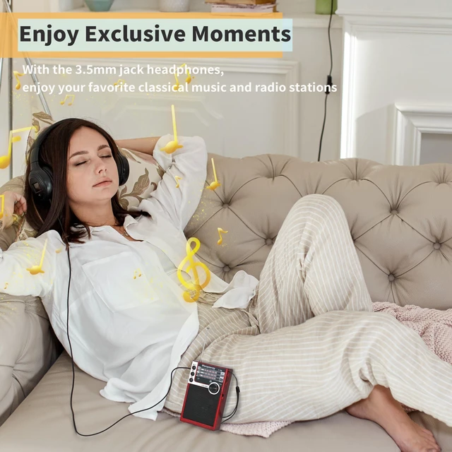 Alt view image 6 of 7 - Y706 AM FM SW Pocket Radio Vintage Battery Powered BT Speaker Receiver Red Retro Radio Great Receiver Support Headphone Jack USB Drive/Micro SD Card Good Sound for Family for Home Kitchen Outdoors